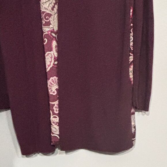 Chico's | Women’s Burgundy Paisley Print Back Open Front Cardigan Sweater - Picture 8 of 15